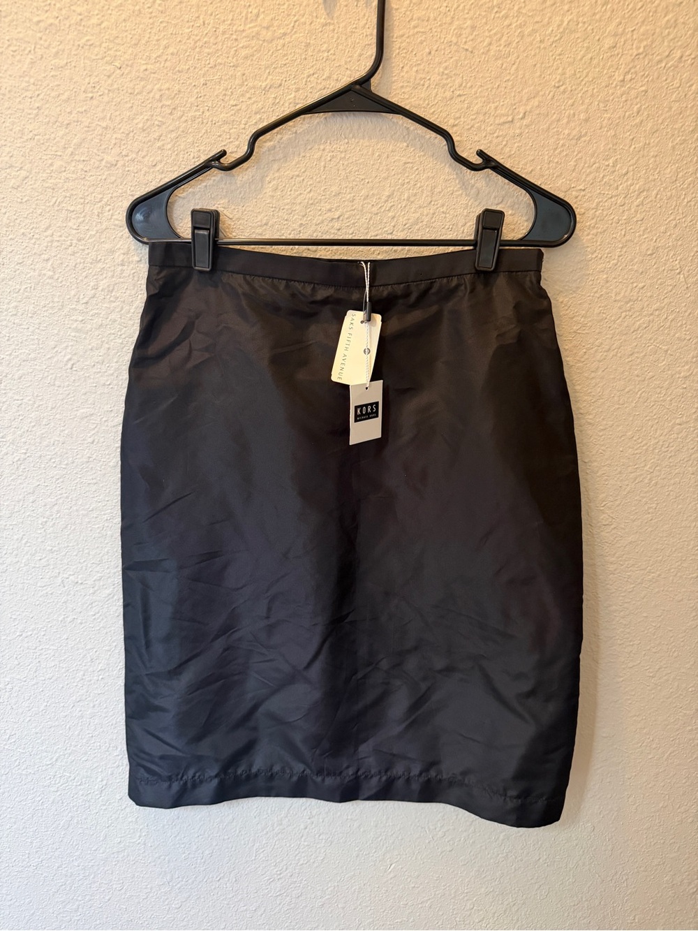 NWT Vintage Michael Kors 100% Silk Black Knee Length Straight Skirt